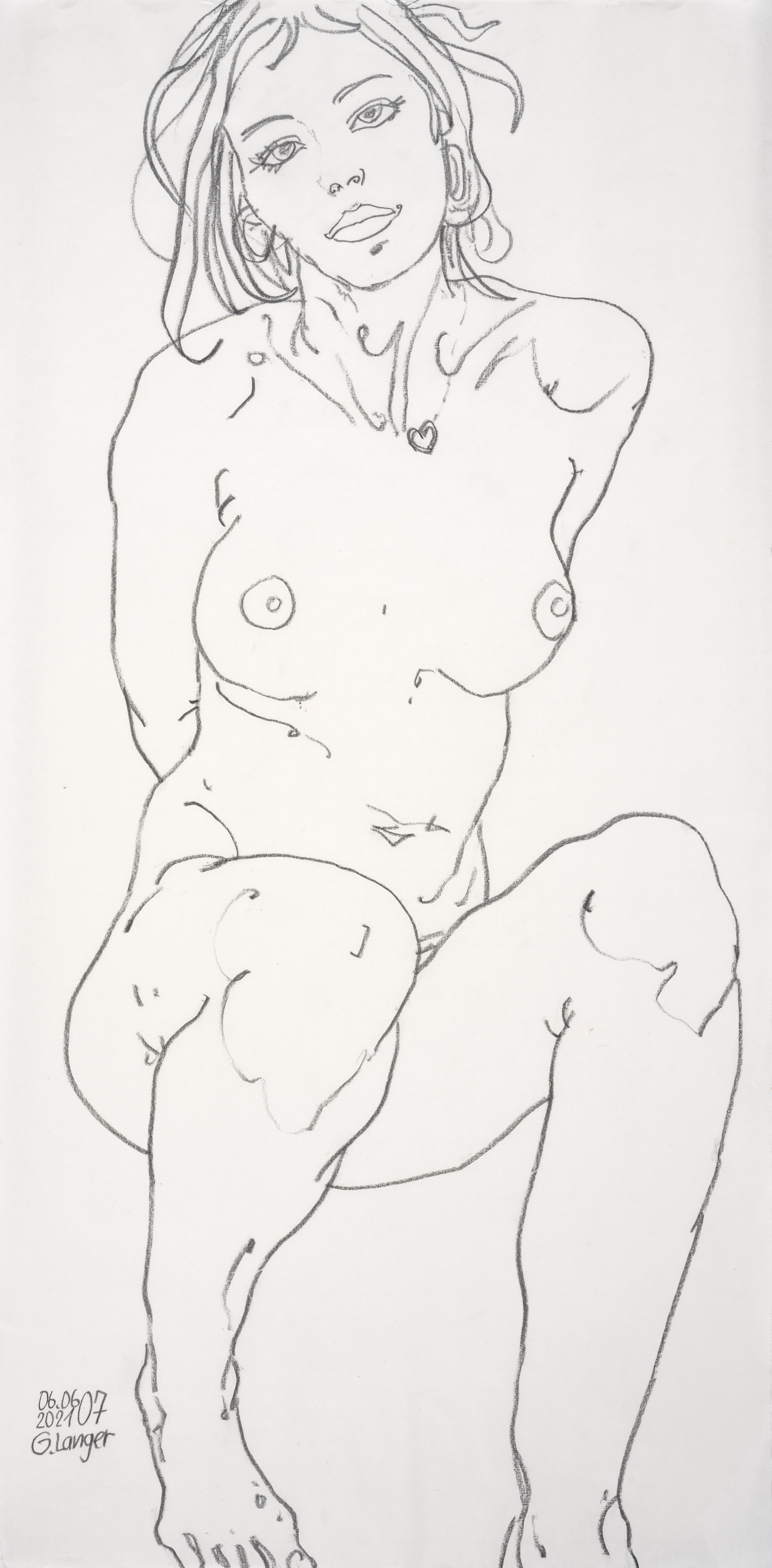 Gunter Langer, 2021, Zeichnung, Chinapapier, 97 x 48 cm